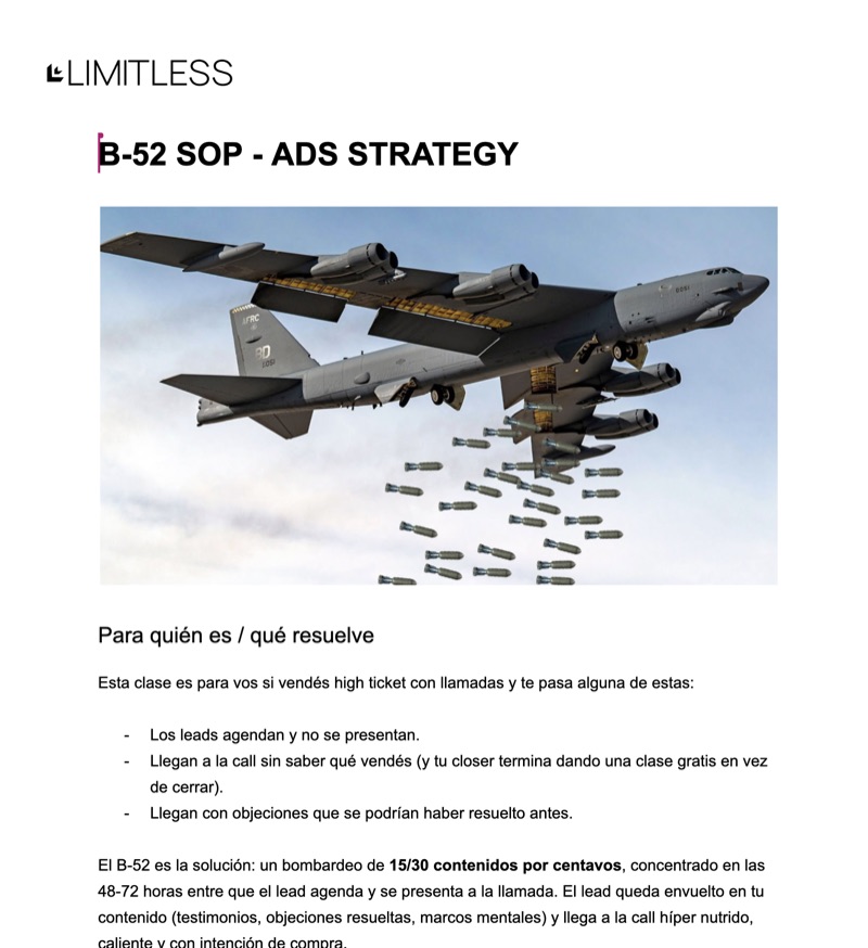 B-52 SOP, estrategia de ads